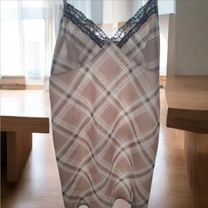 Plaid Lace Trim Slip Dress NWOT
